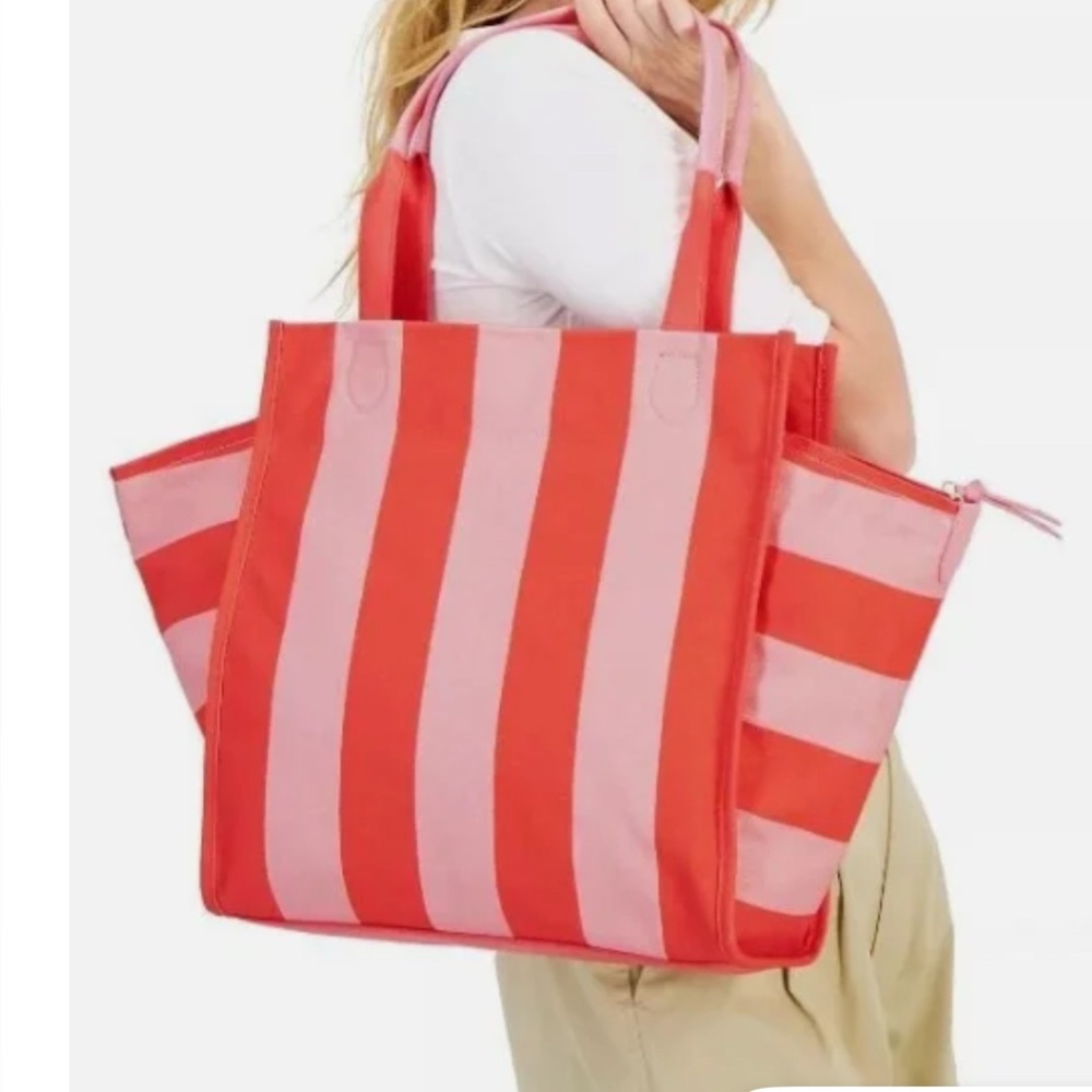 Striped Pink & Red Tote Bag